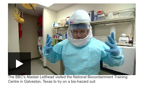 The BBC's Alastair Leithead visited the National Biocontainment Training Centre in Galveston, Texas to try on a bio-hazard suit